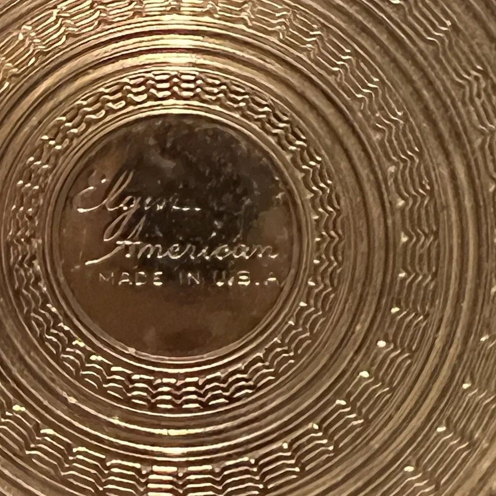 Elgin American Compact Mirror Case Gold Tone w/ Flowers 1940's Made USA Vintage